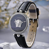 Versace Palazzo Empire Black Dial Black Leather Strap Watch for Women - VCO060017