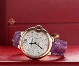 Cartier Ballon Bleu De Cartier Diamonds Silver Dial Pink Leather Strap Watch for Women - WJBB0010