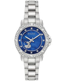 Bulova Crystal Collection Blue Mother of Pearl Dial Silver Steel Strap Watch for Women - 96L238