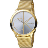 Calvin Klein Minimal White Dial Gold Mesh Bracelet Watch for Men - K3M21526