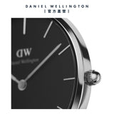 Daniel Wellington Classic Petite Bondi Black Dial White Leather Strap Watch For Women - DW00100284