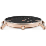 Daniel Wellington Classic Sheffield Black Dial Black Leather Strap Watch For Women - DW00100139