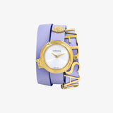 Versace V-Flare Silver Dial Purple Leather Strap Watch for Women - VEBN00318