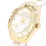 Guess Luna Diamonds White Dial White Rubber Strap Watch for Women - W0653L4