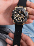 Guess Navigator Chronograph Black Dial Black Rubber Strap Watch for Men - GW0264G3