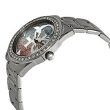 Guess G Twist Diamonds Purple Dial Black Steel Strap Watch For Women - W1201L4