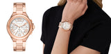 Michael Kors Camille Chronograph White Dial Rose Gold Steel Strap Watch For Women - MK7271