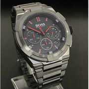 Hugo Boss Supernova Chronograph Grey Dial Grey Steel Strap Watch for Men - 1513361