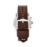 Fossil The Commuter White Dial Brown Leather Strap Watch for Men - FS5402