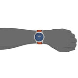 Fossil Minimalist Blue Dial Brown Leather Strap Watch for Men - FS5304