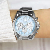 Michael Kors Bradshaw Chronograph Blue Dial Silver Steel Strap Watch For Women - MK6099