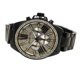 Michael Kors Wren Chronograph Gold Dial Black Steel Strap Watch for Women - MK5961