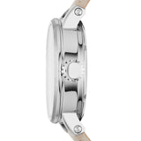 Fossil Boyfriend Automatic Skeleton Silver Dial White Leather Strap Watch for Women - ME3069