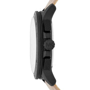 Michael Kors Ryker Chronograph Black Dial Beige Leather Strap Watch For Men - MK8520