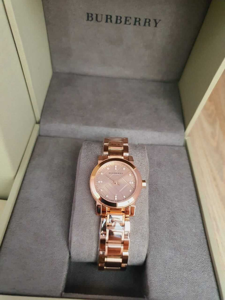 Burberry Heritage Rose Gold Dial Rose Gold Steel Strap Watch for Women