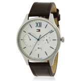 Tommy Hilfiger Damon Quartz White Dial Brown Leather Strap Watch for Men - 1791418