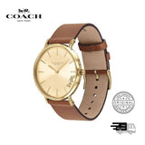 Coach Perry Gold Dial Brown Leather Strap Watch for Women - 14503331