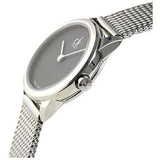 Calvin Klein Minimal Grey Dial Silver Mesh Bracelet Watch for Women - K3M2312X