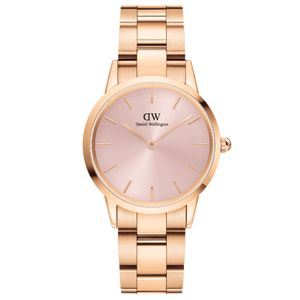 Daniel Wellington Iconic Link Unitone Rose Gold Dial Rose Gold Steel Strap Watch For Women - DW00100401