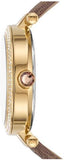 Michael Kors Parker Three Hand Gold Dial Brown Leather Strap Watch For Women - MK2973