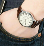 Guess Wafer Quartz White Dial Brown Leather Strap Watch For Men - W70016G2