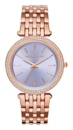 Michael Kors Darci Purple Dial Rose Gold Steel Strap Watch for Women - MK3400