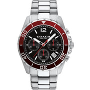 Coach Kent Black Dial Silver Steel Strap Watch for Men - 14602556