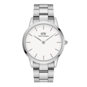 Daniel Wellington Iconic Link White Dial Silver Steel Strap Watch For Women - DW00100207