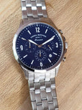 Fossil Forrester Chronograph Blue Dial Silver Steel Strap Watch for Men - FS5605