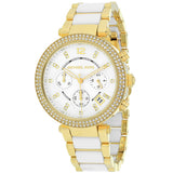 Michael Kors Parker White Dial Two Tone Steel Strap Watch for Women - MK6119