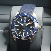 Tag Heuer Aquaracer Blue Dial Blue Rubber Strap Watch for Men - WAY111C.FT6155
