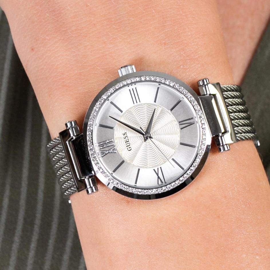 Guess Soho Silver DIal Stainless Steel Mesh Bracelet Watch  display picture 2