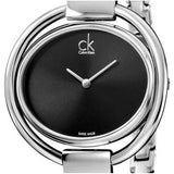 Calvin Klein Impetuous Black Dial Silver Steel Strap Watch for Women - K4F2N111