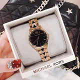 Michael Kors Runway Mercer Quartz Black Dial Two Tone Steel Strap Watch For Women - MK6672