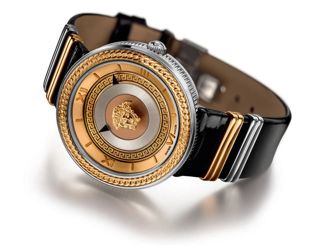 Versace V Metal Icon Gold Dial Black & Silver & Gold Strap  display picture 1