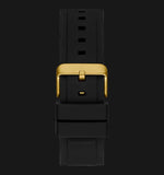 Guess Matrix Multifunction Gold Dial Black Rubber Strap Watch For Men - GW0423G2