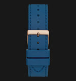 Guess Multifunction Crystals Rose Gold Dial Blue Rubber Strap Watch For Women - GW0439L4