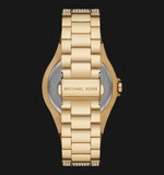 Michael Kors Lennox Three Hand Crystals White Dial Gold Steel Strap Watch For Women - MK6991