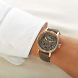 Fossil Boyfriend Automatic Skeleton Grey Dial Grey Leather Strap Watch for Women - ME3089