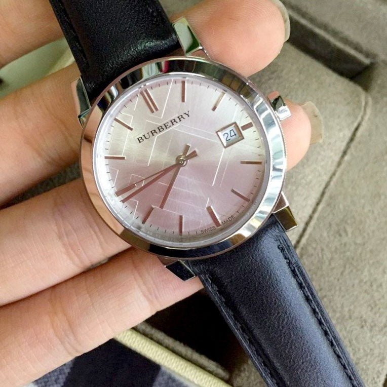 Burberry The City Silver Dial Black Leather Strap Watch for  display picture 2