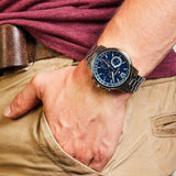Tommy Hilfiger London Chronograph Quartz Blue Dial Silver Steel Strap Watch for Men - 1791534
