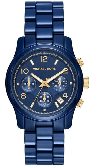 Michael Kors Runway Analog Blue Dial Blue Steel Strap Watch for Women - MK7332