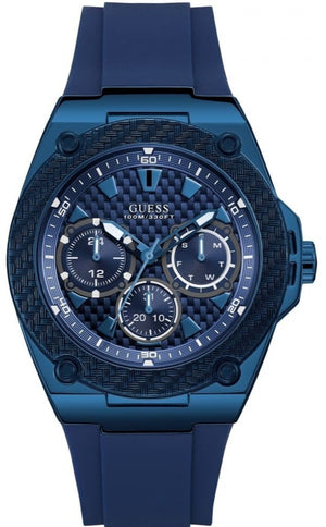 Guess Legacy Blue Dial Blue Rubber Strap Watch for Men - W1049G7