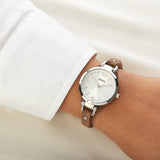 Fossil Georgia White Dial Brown Leather Strap Watch for Women - ES3060