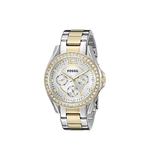 Fossil Riley White Dial Two Tone Steel Strap Watch for Women - ES3204