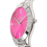 Michael Kors Slim Runway Quartz Pink Dial Silver Steel Strap Watch For Women - MK3291