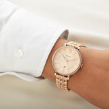 Fossil Jacqueline Rose Gold Dial Rose Gold Steel Strap Watch for Women - ES3546