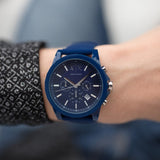 Armani Exchange Outerbanks Chronograph Blue Dial Blue Silicone Strap Watch For Men - AX1327