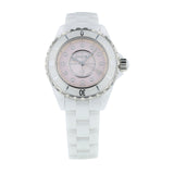 Chanel J12 Quartz Diamonds Pink Dial White Steel Strap Watch for Women - J12 H5513