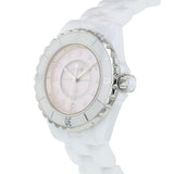 Chanel J12 Quartz Diamonds Pink Dial White Steel Strap Watch for Women - J12 H5513